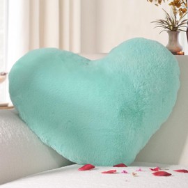 Yhoelata Mother's Day Heart Cushion, Cyan Heart-Shaped Cushion, Cuddly Cushion, Love Decorative Cushion, Aesthetic, Plush Cushion for Living Room, Sofa, Child, Bedroom, Bed, 25 x 35 cm