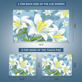 Mibbxea 15.4-15.6 Inch Laptop Skin Sticker, Customisable, Universal for 12.1 13 13.3 14 Inch Computers and Netbooks, Reusable Notebook Art Protector (031 Lily)