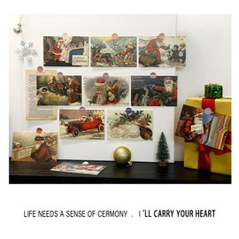 30pcs Vintage Christmas Postcards with 48 Colored Dot Stickers, Santa Antique Postcard Set Merry Christmas Greeting Cards for All Occasions New Year Gift Giving