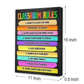 Inspirational Wall Art for Classroom,Classroom Rules Canvas Wall Art,Positive Motivational Wall Decor for Elementary Middle High School