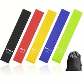 Exercise Resistance Bands Set, 5 Levels 5-40 lbs, Natural Latex, with Carry Bag