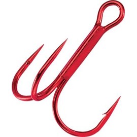 Gamakatsu 47305 Round Bend Treble Hooks (10 Pack), Size 10, Red