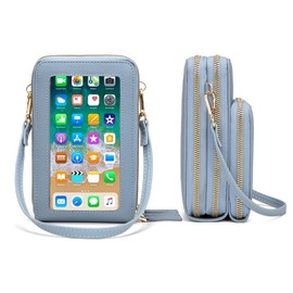 Small Crossbody Phone Bag Shoulder Bag Card holder Wallets Purse for Women & Girls (D10 Sky Blue - Touch Screen)