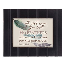 Cottage Garden You Will Find Refuge Psalm 91:4 Feather 8x10 Black Framed Art Wall Plaque Sign