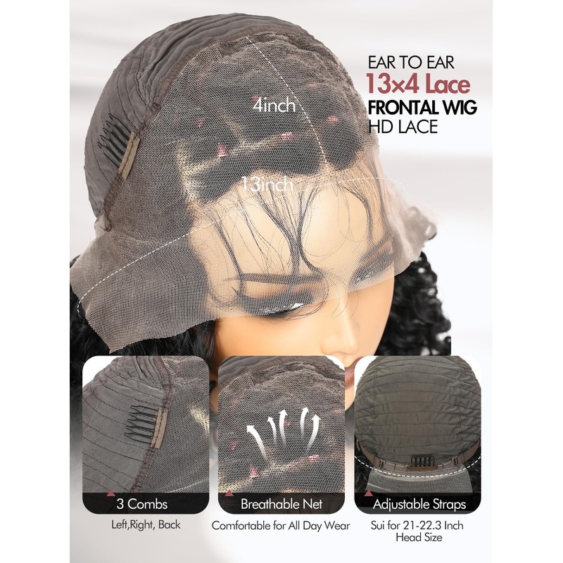 WIGNEE 13X4 HD Lace Front Knotless Short Braided Wig with