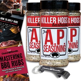 Killer Hogs AP Seasoning All Purpose Premium Barbecue Rub 3 pk (42 oz) + BBQ Guide & Bottle Opener (5 Items)!