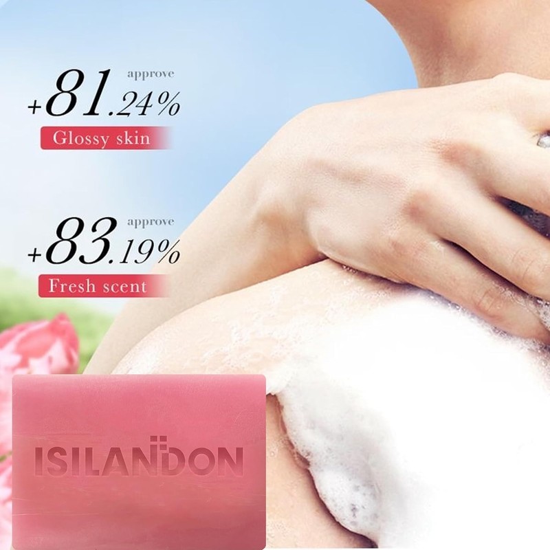 ISILANDON Jabón De Baño Natural Con Aroma A Rosas, Infusionado