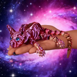 Vashine 3D PLA Kids Flexible Crystal Encounter Cats Decoration PLA Friendly Materials Action Figure Kids Encounter Cat ToysColor: Purple, Size: 22CM