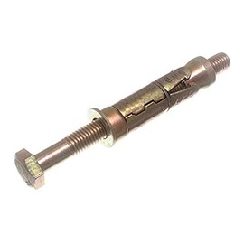 Merriway BH03958 (4 Pcs) 8.8 Steel Hex Head Loose Bolt Shield Anchor, Yellow Zinc Plated M8 x 90 mm - Pack of 4 Pieces