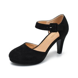 Womens Closed Toe High Heels Pumps D'Orsay Ankle Strap Comfortable Platform Heels Shoes Dressy Vintage Bridal Wedding Partys Black 44 US 10