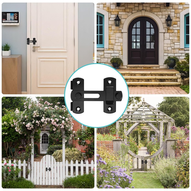 4 Pcs 180 Degree Flip Sliding Barn Door Lock Black