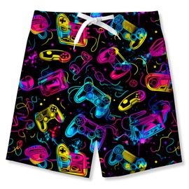 Belovecol Boys Shorts Swimming Trunks Swim Shorts with Game Print and Elasticated Waist, Boys Quick Dry Swimwear, Gifts for Boys Size 11-12