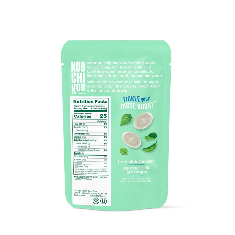 Koochikoo Flavored Hard Candy Drops, Peppermint Flavor, Organic, Vegan &