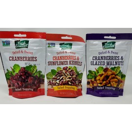 Generic Fresh Gourmet Dried & Sweet Cranberry Salad Toppings Variety 3pk (Dreied & Sweet Cranberries, Dried & Sweet Cranberries & Sunflower Kernels, and Dried & Sweet Cranberries & Glazed Walnuts)