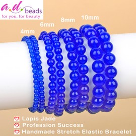 AD Beads Handmade Gemstone Stretch Elastic Bracelet Crystal Healing Reiki Nature's Beauty and Spiritual Essence Unisex (6mm, Blue Lapis Jade (Profession Success))