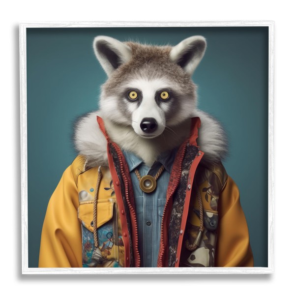 Stupell Industries Raccoon in Street Fashion Framed Giclee Art by