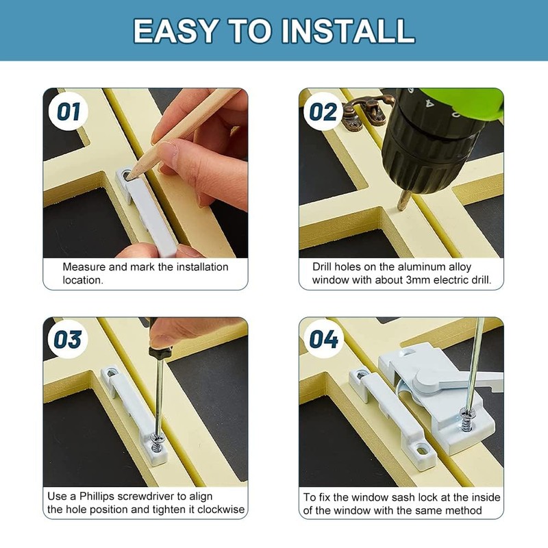 Metal Locks for Windows and Doors Window Sash Locks White