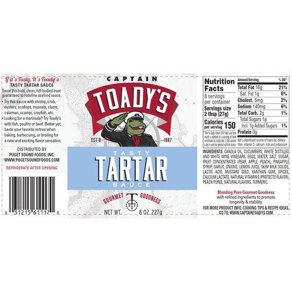 Captain Toady's Tasty Tartar Sauce (8 oz)