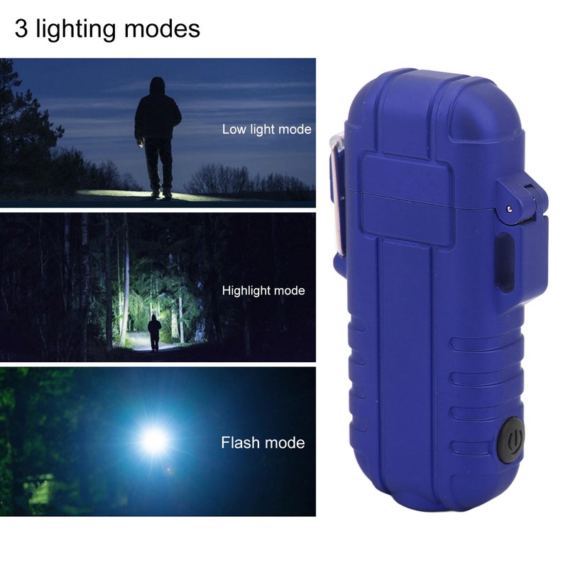 Outdoor Double Arc Electric Lighter Portable Waterproof Flashlight Lighter Charging