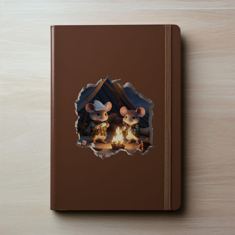 Camping Mice in Mouse Hole Decal - Mouse Hole 3D