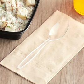 Classic Plastic Teaspoons (50 Count) - Durable Clear Plastic Spoons Heavy Duty, Premium Disposable Spoons for Weddings, Dinners, Everyday Flatware & Party Supplies