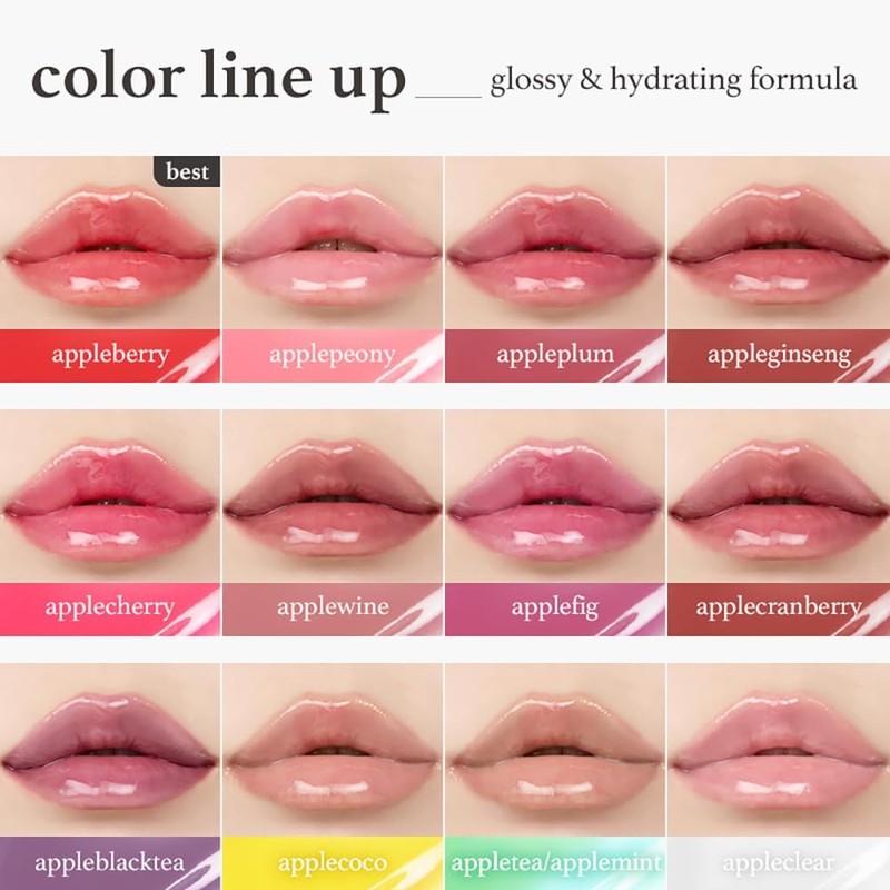 NOONI Korean Lip Oil - Applemint | Long-Lasting, Moisturizing, Plumping,