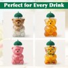 Cute Bear Glass Tumbler with Lid and Straw, 20oz 500ml