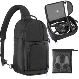 Carrying Case Made for Quest 3/ Quest 2/Vision Pro. Waterproof Travel Sling Quest 3 Bag for VR All-in-One Gaming Headset and Touch Controllers Accessories with DIY Main Compartment and Thicken Pad