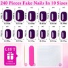 240PC Extra Short Press on Nail Square Dark Purple Fake