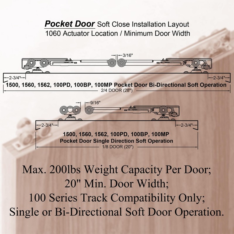 2 Set Pocket Door Soft Close Top Hanger Assemblies Fit