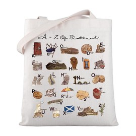 MYSOMY Scotland Trip Gift A-Z of Scotland Travel Tote Bag Scotland Souvenir Shoulder Bag Edinburgh Gift Welcome to Scotland Gift (A-Z of Scotland TB)