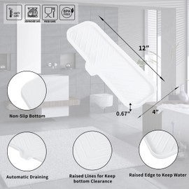 MicoYang Silicone Bathroom Soap Dishes with Drain Spout-Bathroom and Kitchen Sink Organizer,Sponge Holder,Dish Soap Tray,Perfect for Dispenser,Scrubber,Bottle,Cup on Sink or Counter-White 12"×4"