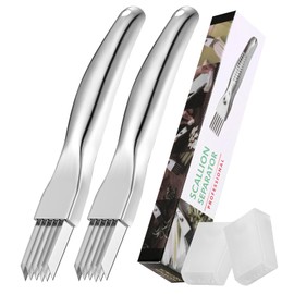 2Pcs Upgrade Shred Silk The Knife, Stainless Steel Green Onion Cutter, Multifunctional Kitchen Vegetable Chopper for Garlic Onion, Premium Food Slicer Gadget