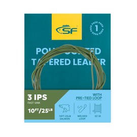 SF Fly Fishing Poly-Coated Leaders Monofilament Core Leader Line Fly Line for Salmon Fast Sink IPS3#Dark Green 10FT 25LB
