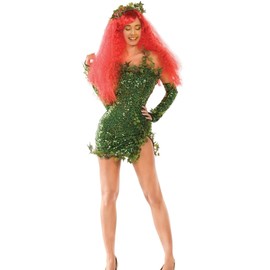 Kiluex - Disfraz de hiedra para mujer, vestido corto con lentejuelas de hojas falsas verdes, vestido corto para fiesta a juego (A-verde, M)