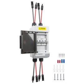 Pjerjzn Solar Panels Disconnect Switch 50A 1000VDC PV Shut Off Switch 2 String Circuit Breaker Box IP66 Waterproof UV-Proof