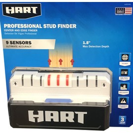 HART PROFESSIONAL STUD FINDER | CENTER & EDGE FINDER | 5" LED DISPLAY • 9-SENSORS • 1.5" DETECTION DEPTH | WOOD & METAL STUDS