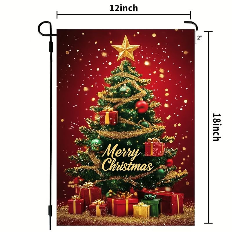 Merry Christmas Trees Garden Flags for Outside 12x18 Inch Double