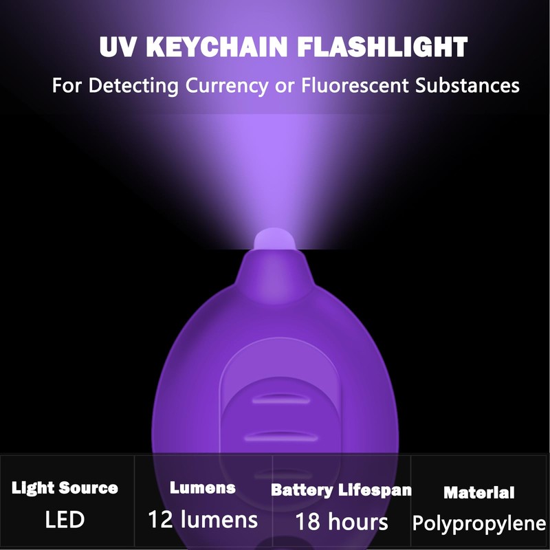 Daemson Mini UV Led Keychain Flashlight, Tiny Flashlight, Small Black