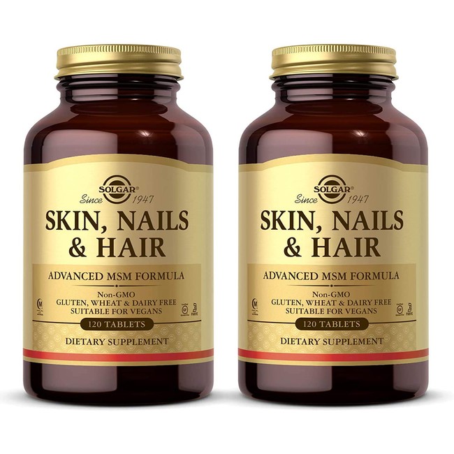 Solgar Skin, Nails & Hair, Advanced MSM Formula, 120 Tablets - 2 Pack - Supports Collagen for Hair, Nail & Skin Health - Provides Zinc, Vitamin C & Copper - Non-GMO, Vegan - 120 Total Servings