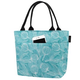 Cool Bag Foldable Insulated Bag Lunch Bag Lightweight Meal Prep Bag for Work School Lunch Bag Cooler Bag Waterproof Picnic Bag Tulip Green