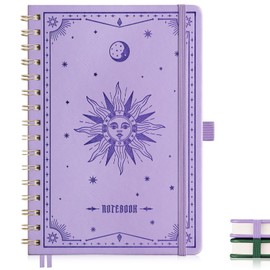 EMSHOI Notebook A5, Hardcover Spiral Notebook, Notepad with 100 gsm 140 Pages Thick Ink-resistant Paper, Journal for Adults Work, Writing, Learning, Travel, 15.4 x 21 cm - Light Purple