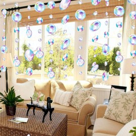 6 Strings Colorful Bubbles Garlands Ocean Mermaid Party Decorations, Rainbow Bubbles Banner Hanging Streamer Underwater Sea Photo Backdrop Party Supplies (Colorful)