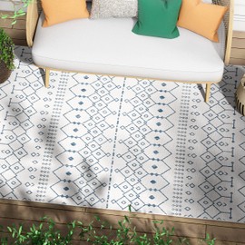 Well Woven Medusa Nord Light Blue Moroccan Tribal Indoor/Outdoor Flatweave 7'10" x 9'10" Area Rug