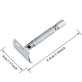 Double Edge Safety Razor for Men and Women, Premium Stainless Steel Safety Razor, Manual Traditional Stainless DE Wet Shaving Razor, Reusable Classic Safety Razor Metal, Gifts for Men (Silver)