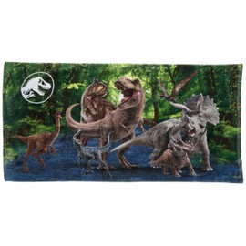 Jurassic World Dominion Blue Velociraptor and Rexy T-Rex Super Soft Cotton Bath/Pool/Beach Towel, 58 Inches x 28 Inches, By Franco Kids