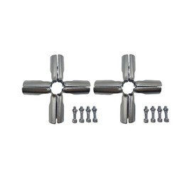 5-Way Pipe Connector, Metal Clamp Fittings, 1" Stainless Steel End Rail Clamps, Chain Link Fence (2 Set)