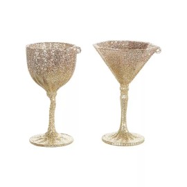 Unbranded New GLITTERED COCKTAIL GLASS ORNAMENT   4.5 inch  sold as a pair