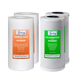 iSpring F4WGB21B Whole House Water Filtration High Capacity Sediment and CTO Carbon Block Water Filter Replacement Cartridge Pack Set for WGB21B, 4.5"x10"
