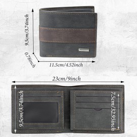 Andiker Mens Leather Wallet, Vintage Card Holder PU Travel Slim Wallet with RFID Blocking for Man Husband Father (Black)